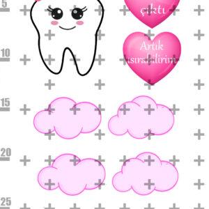 Yenilebilir Şeker Kağıt İlk Dişi Temalı Pasta Süsleme